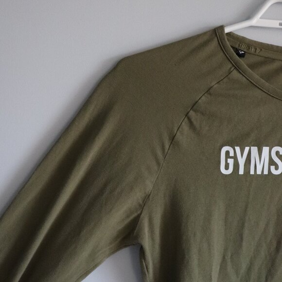 Gymshark Women's Green Sz XS/S Active Graphic Cropped Ribbon Tie Long Sleeve Top - Picture 3 of 11